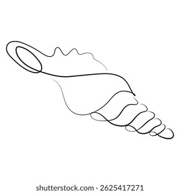 icon of a sea creature, namely a shell, drawn with a thin line in line art style, for various marine designs and company logos