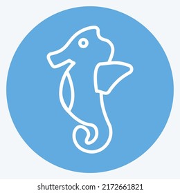 Icon Sea Horse. suitable for Sea symbol. blue eyes style. simple design editable. design template vector. simple symbol illustration
