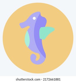 Icon Sea Horse. suitable for Sea symbol. flat style. simple design editable. design template vector. simple symbol illustration