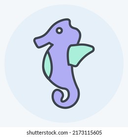 Icon Sea Horse. suitable for Sea symbol. color mate style. simple design editable. design template vector. simple symbol illustration