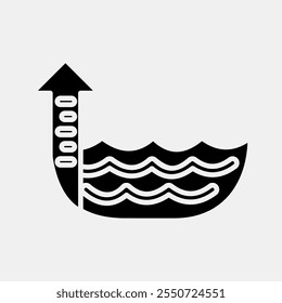 Icon sea level rise. Global warming elements. Icon in glyph style.