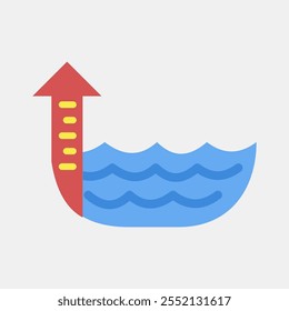 Icon sea level rise. Global warming elements. Icon in flat style.