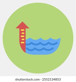 Icon sea level rise. Global warming elements. Icon in color mate style.