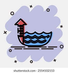 Icon sea level rise. Global warming elements. Icon in comic style.