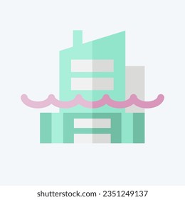Icon Sea Level Rise. related to Climate Change symbol. flat style. simple design editable. simple illustration