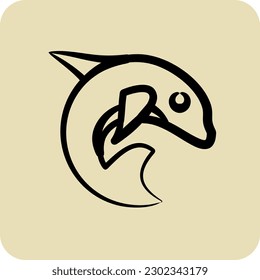 Icon Sea Life. suitable for Ecology symbol. hand drawn style. simple design editable. design template