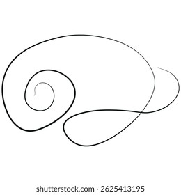icon of a sea shell drawn with a thin line in line art style, for various marine designs and company logos