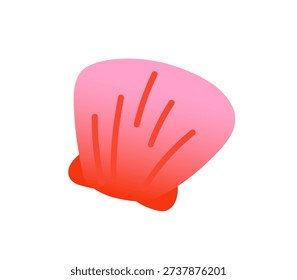Icon of sea shell in gradient style. Ocean red seashell. Conch of exotic clam. Cockleshell of tropical mollusk. Cockle or scallop. Sealife. Flat isolated vector illustration on white background