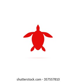 Icon sea turtle. View from above.
