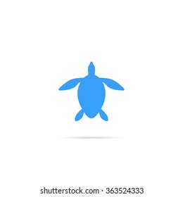 Icon sea turtle. View from above.
