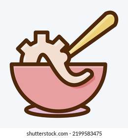 Icon Seafood Soup. suitable for seafood symbol. flat style. simple design editable. design template vector. simple illustration