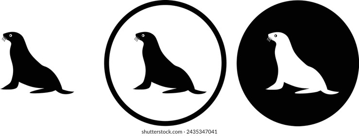 icon seal lion black outline for web site design 
and mobile dark mode apps 
Vector illustration on a white background