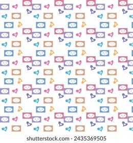 icon seamless pattern with blue,orange, red colour