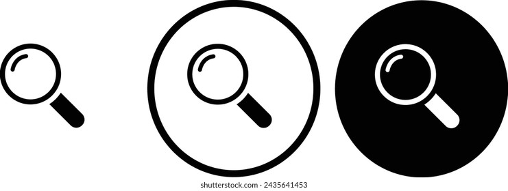 icon search black outline for web site design 
and mobile dark mode apps 
Vector illustration on a white background