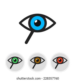 Icon of search consisting of a magnifier and eye, 2d flat illustration, vector, eps 8