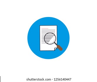 icon of search document, magnifying glass.