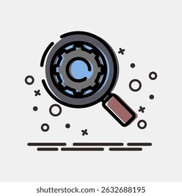 Mecanismo de pesquisa de ícones. Elementos de rede da Internet. Ícone no estilo MBE.