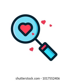 icon search heart icon filled outline valentine