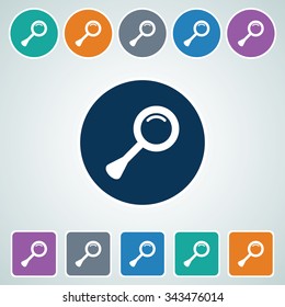 Icon of Search in Multi Color Circle & Square Shape. Eps-10.