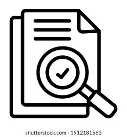 Icono de papel de búsqueda, diseño lineal