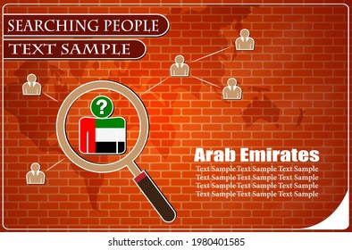 Icon in search of people made from the flag of Arab Emirates, vector illustration