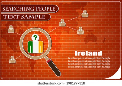 Icon in search of people made from the flag of Ireland, vector illustration