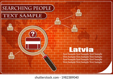 Icon in search of people made from the flag of Latvia, vector illustration