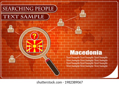 Icon in search of people made from the flag of Macedonia, vector illustration