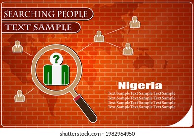 Icono en la búsqueda de personas hechas de la bandera de Nigeria, ilustración vectorial