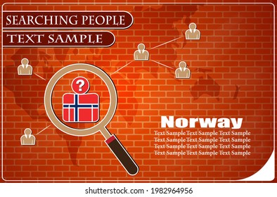 Icon in search of people made from the flag of Norway, vector illustration
