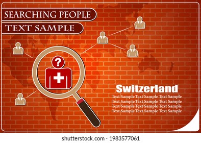 Icon in search of people made from the flag of Switzerland, vector illustration