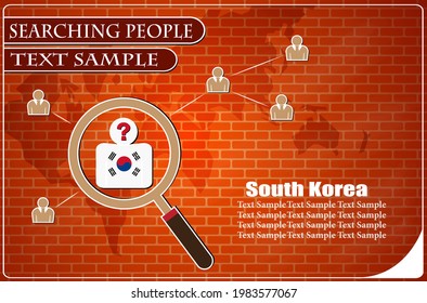 Icon in search of people made from the flag of South Korea, vector illustration