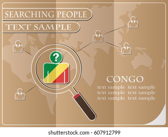 icon in search of people made from the flag of Congo, vector illustration