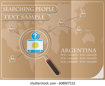 icon in search of people made from the flag of argentina, vector illustration