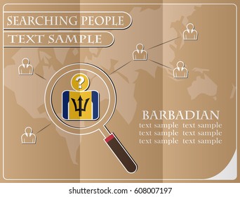 icon in search of people made from the flag of Barbadian, vector illustration
