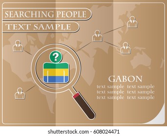 icon in search of people made from the flag of Gabon, vector illustration
