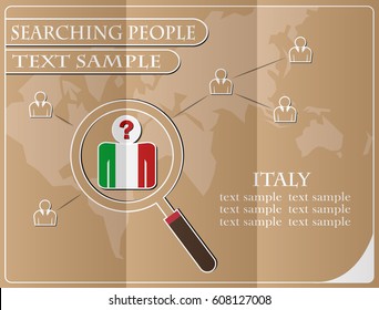 
icon in search of people made from the flag of Italy, vector illustration