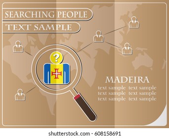 icon in search of people made from the flag of Madeira, vector illustration