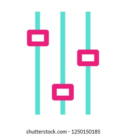 Icon "search settings": flat color icon for online store and online store design. Hot pink and turquoise isolated on white background