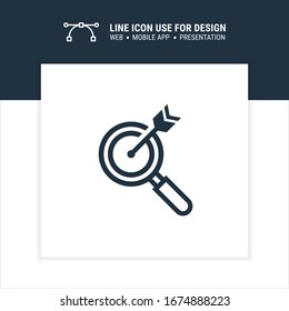 icon search target line style icon design vector illustration