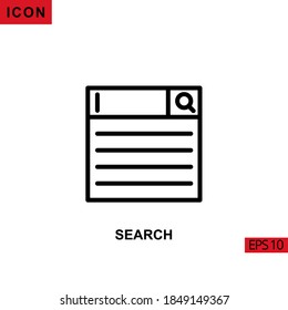 Icon search template. Outline, line or linear vector icon symbol sign collection for mobile concept and web apps design.