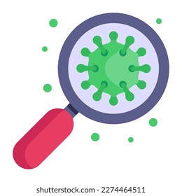 Icon of search virus, flat editable design 