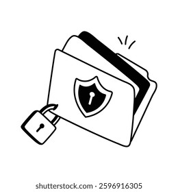 Icon of a secure folder with a lock for data protection