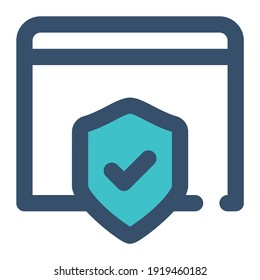 icon security in browser using filled line style and blue color