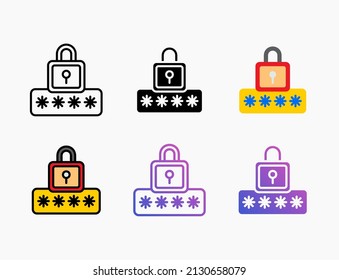 icon security password icon set with line, outline, flat, filled, glyph, color, gradient. Editable stroke and pixel perfect. Can be used for digital product, presentation, print design and more.