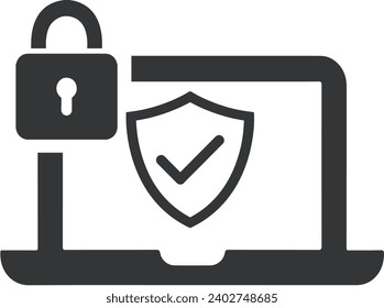 Icon Security in software. Anti-virus on computer and laptop applications. Illustrations vector.