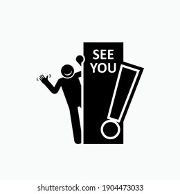 Icon See You. Symbol Goodbye  - Vector Logo Template.