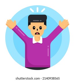 Icon of seeking for hug, flat round design 

