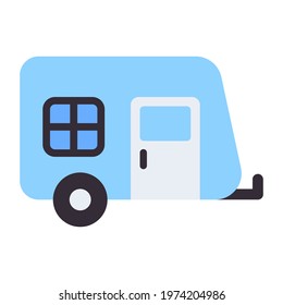 icon of self propelled vehicle, flat design of caravan vector