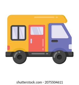 Icono de vehículo autopropulsado, diseño plano de la caravana
